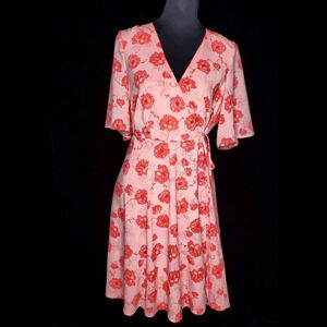 Torrid Pink Georgette Faux Wrap Dress Size: 10